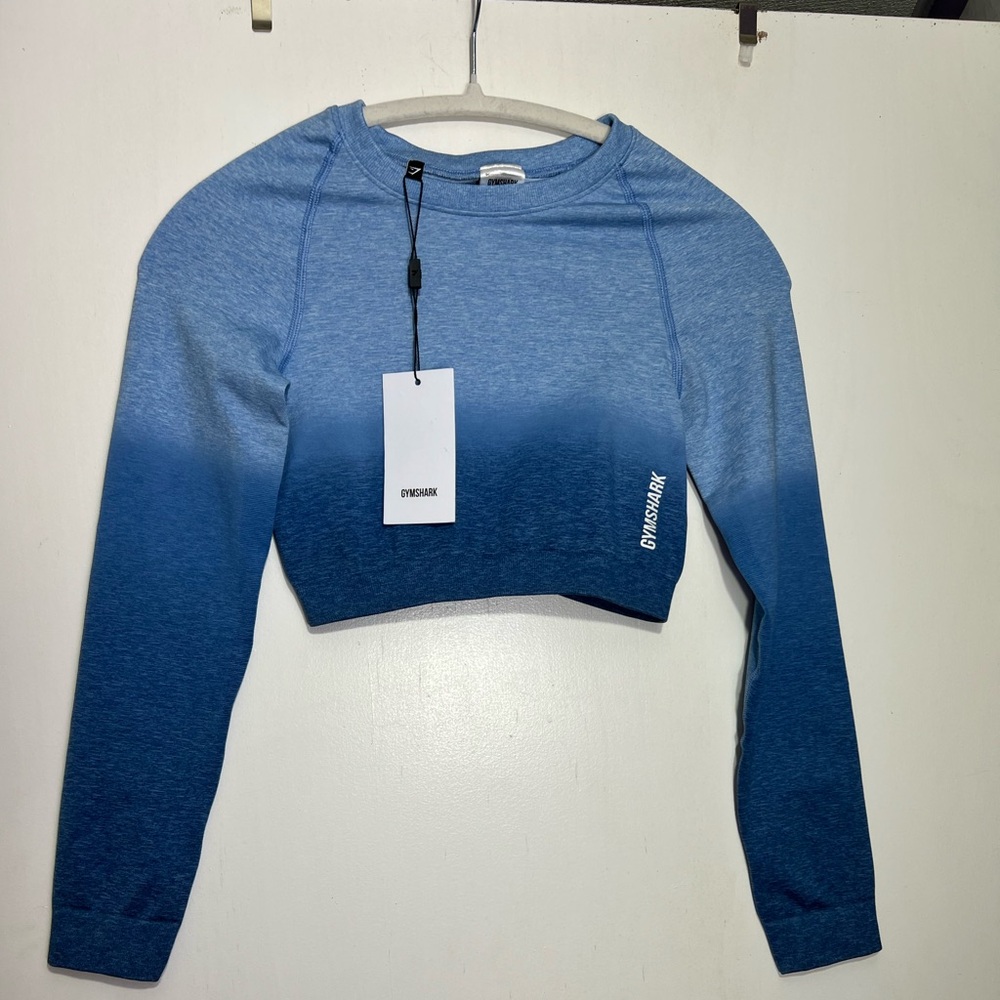 NWT Gymshark Adapt Ombre Seamless Set - Powder Blue Marl/Luna Blue - Size S - Picture 3 of 16